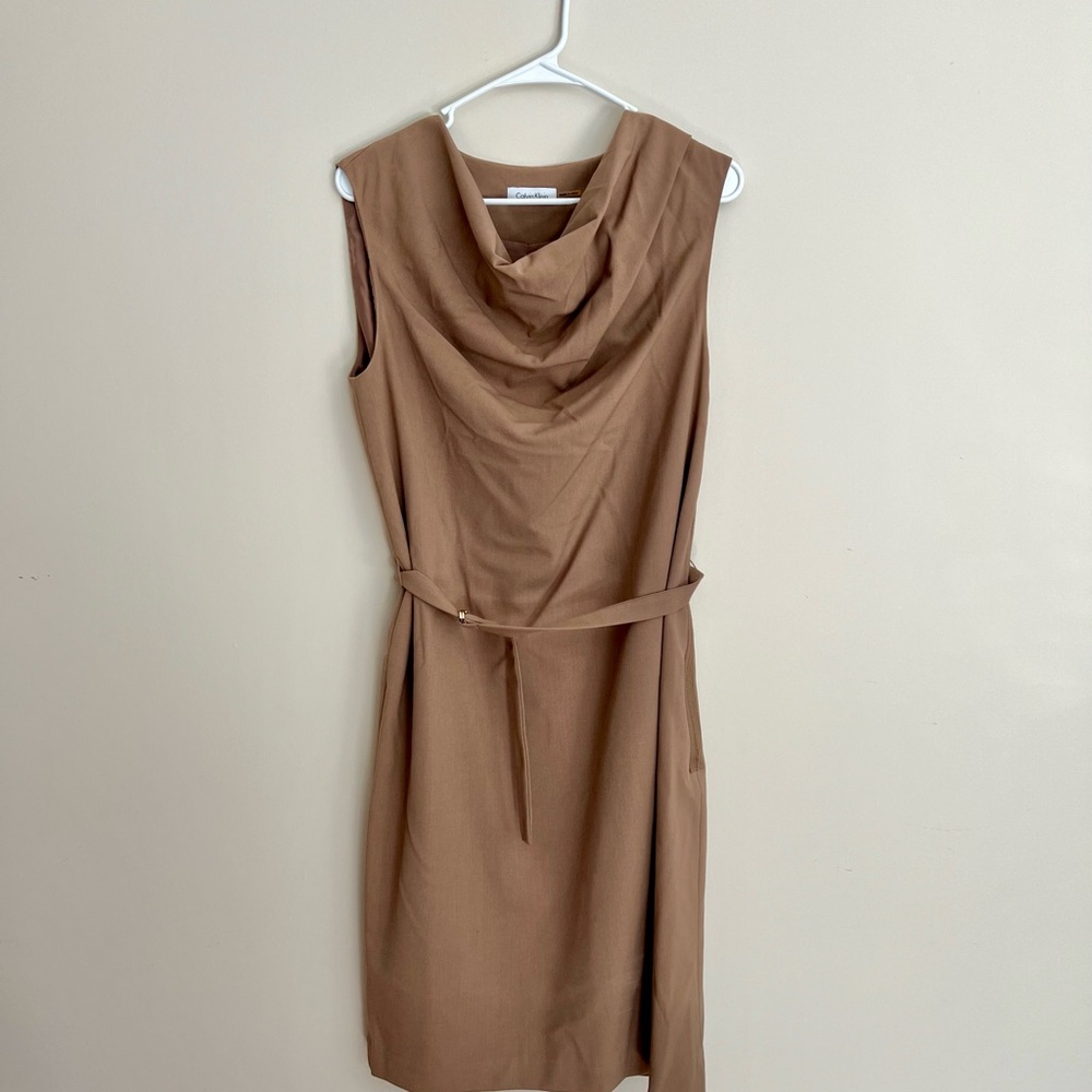 Calvin Klein drape neck sheath